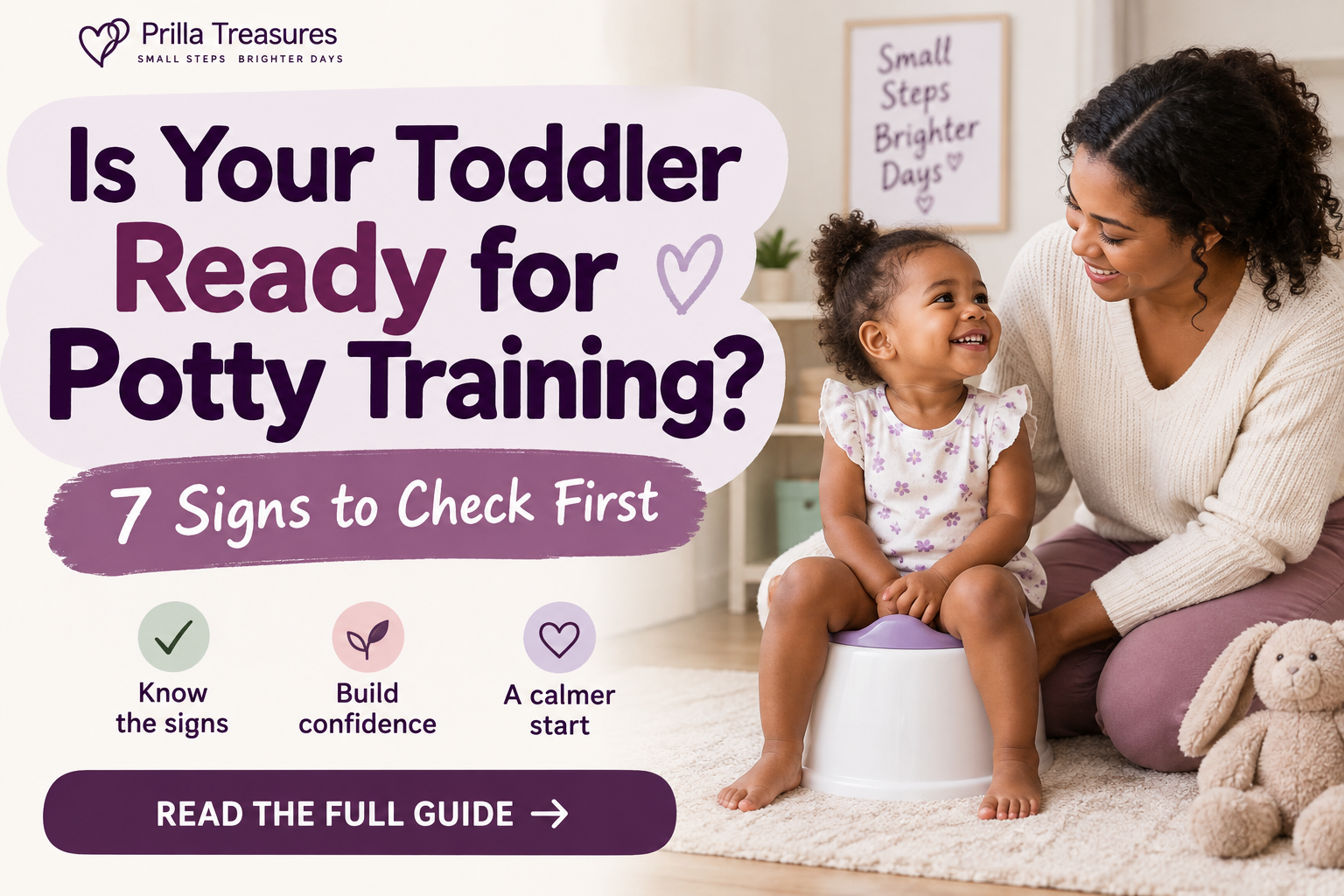 Mother helping toddler check readiness for potty training